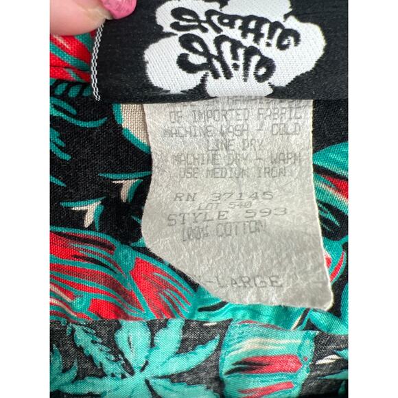 Hilo Hattie Men's Hawaiian tropical shirt size 3XL teal, red and black - Picture 5 of 6